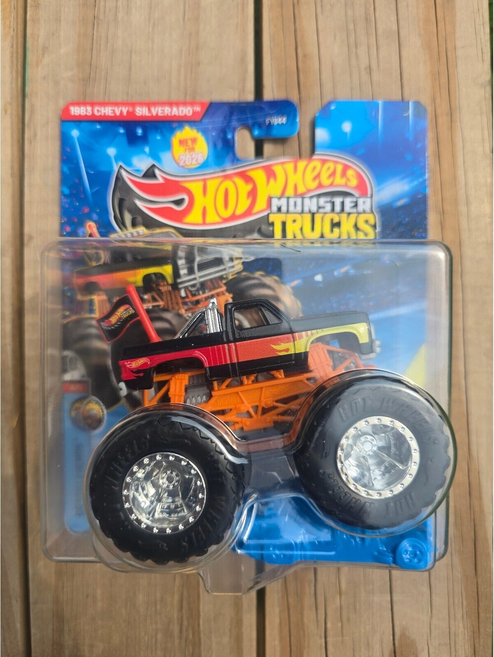 Hot Wheels Monster Trucks 1983 Chevy Silverado 2026 Black Flame Pickup Truck